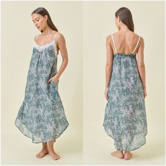 Papinelle NWT Cotton Silk Cheri Blossom Lace Front Maxi Nightgown XL - Picture 1 of 14